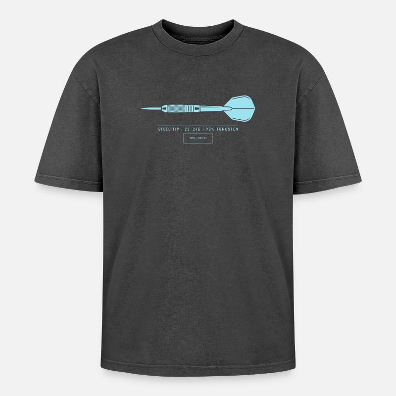 Dart Illustration Technical Blueprint Dart - Oversized Unisex Premium Acid-Washed T-Shirt - acid washed black