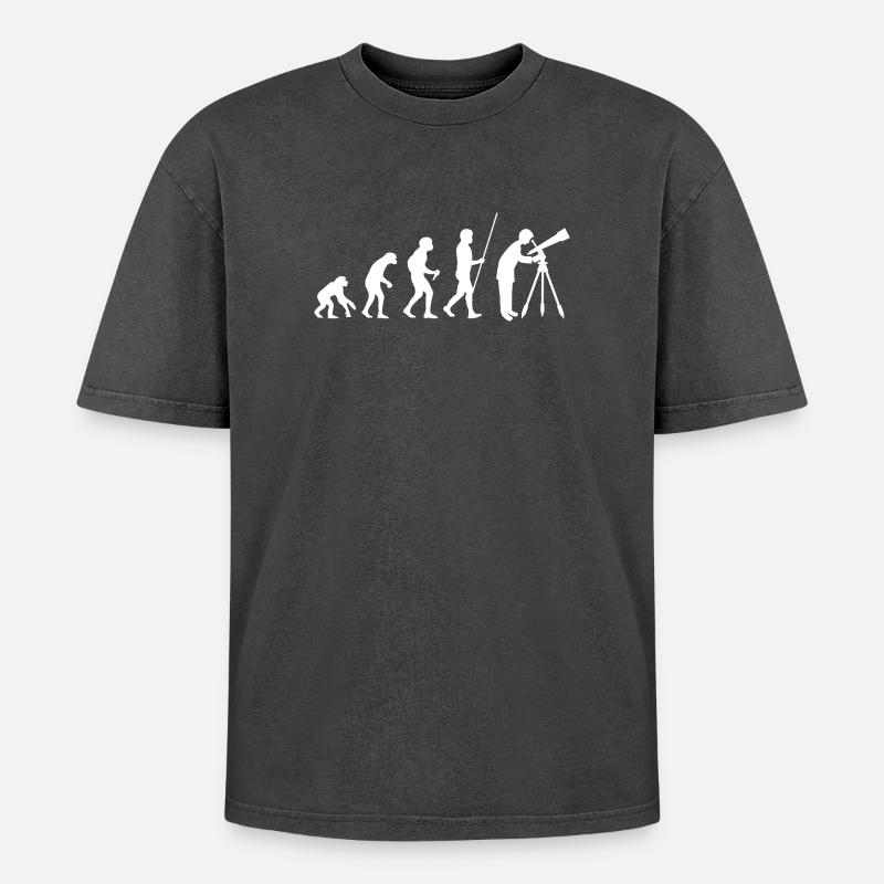 Astronomie Evolution - Oversized Unisex Premium Acid-Washed T-Shirt - Schwarz Acid Wash
