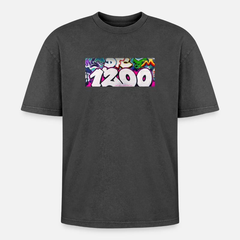 1200 GRAVITY EDIT_1 - Oversized Unisex Premium Acid-Washed T-Shirt - Schwarz Acid Wash