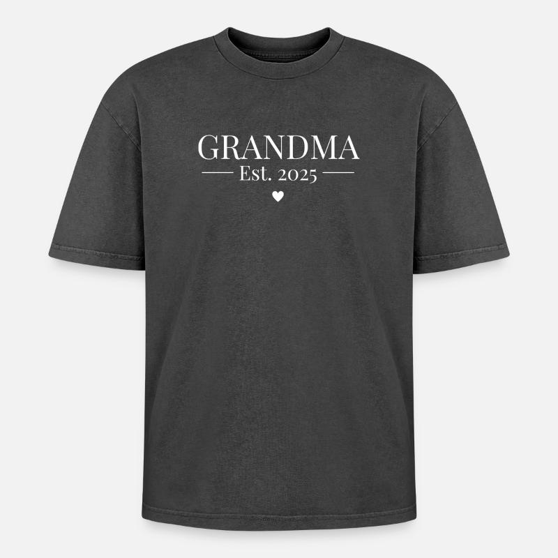 Grandma Established 2025 - Oversized Unisex Premium Acid-Washed T-Shirt - acid washed black