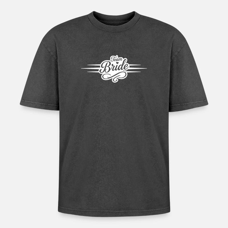 Team Braut - Oversized Unisex Premium Acid-Washed T-Shirt - Schwarz Acid Wash