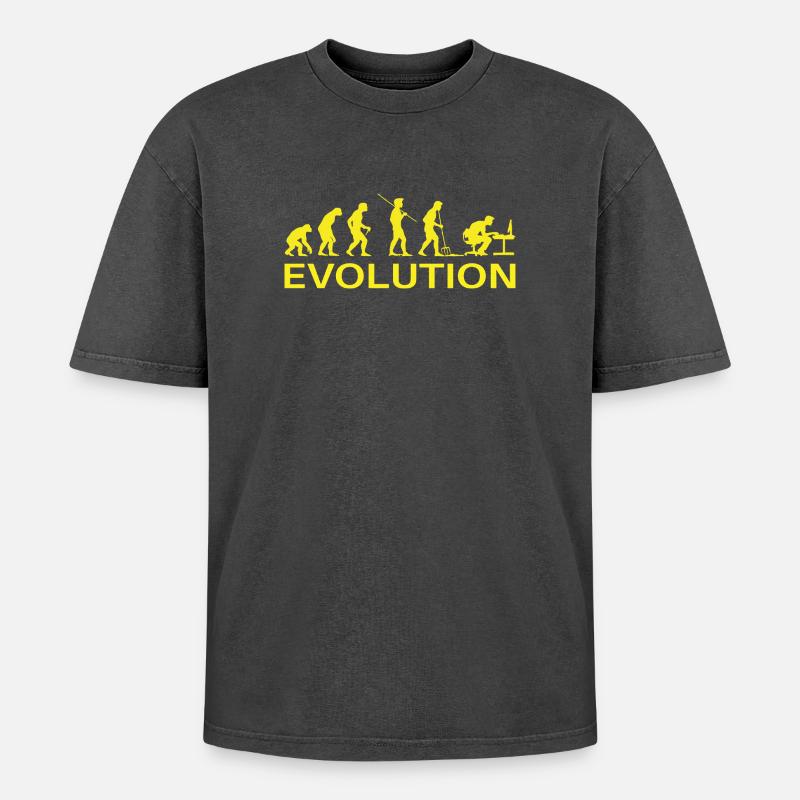 Evolution Gamer | Computer Freak Geek PC - Oversized Unisex Premium Acid-Washed T-Shirt - Schwarz Acid Wash