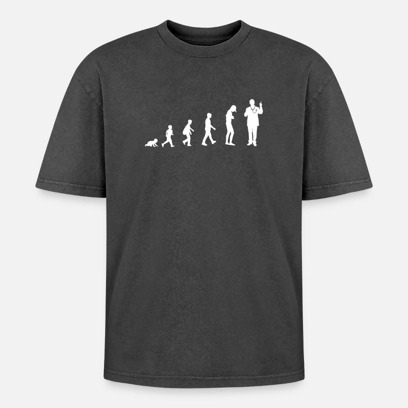 Evolution vom Baby zum Arzt - Oversized Unisex Premium Acid-Washed T-Shirt - Schwarz Acid Wash