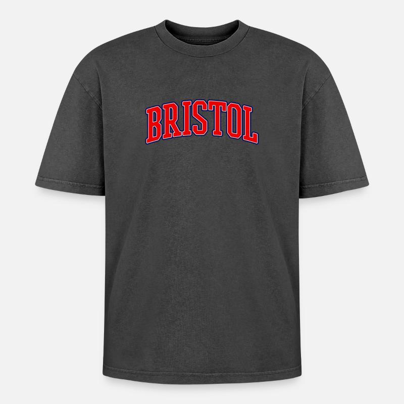 Bristol Varsity Bogen-Logo - Oversized Unisex Premium Acid-Washed T-Shirt - Schwarz Acid Wash