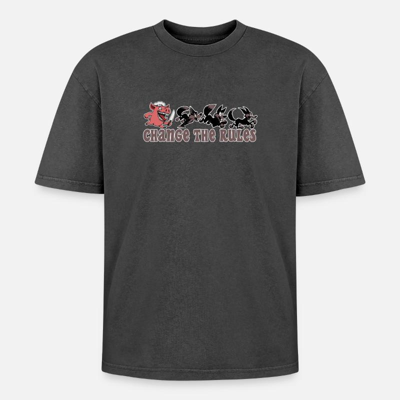 Pig changes the rules! - Oversized Unisex Premium Acid-Washed T-Shirt - acid washed black