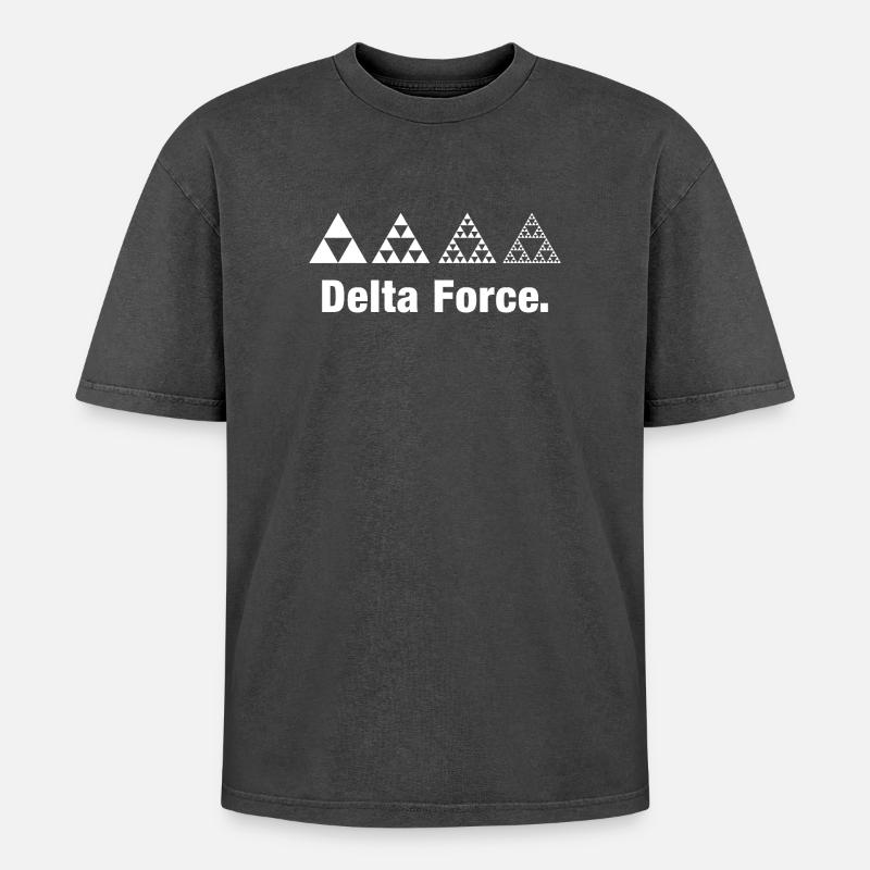 Fraktal Dreieck Force Geometrie Rekursion - Oversized Unisex Premium Acid-Washed T-Shirt - Schwarz Acid Wash
