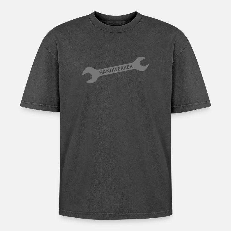 Handwerker - Oversized Unisex Premium Acid-Washed T-Shirt - Schwarz Acid Wash