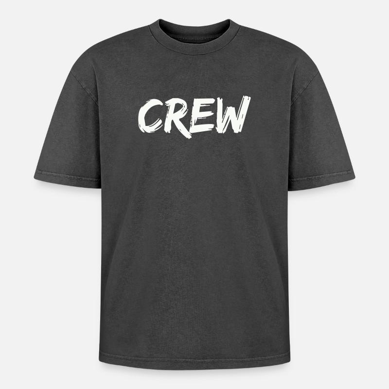 crew - Oversized Unisex Premium Acid-Washed T-Shirt - acid washed black