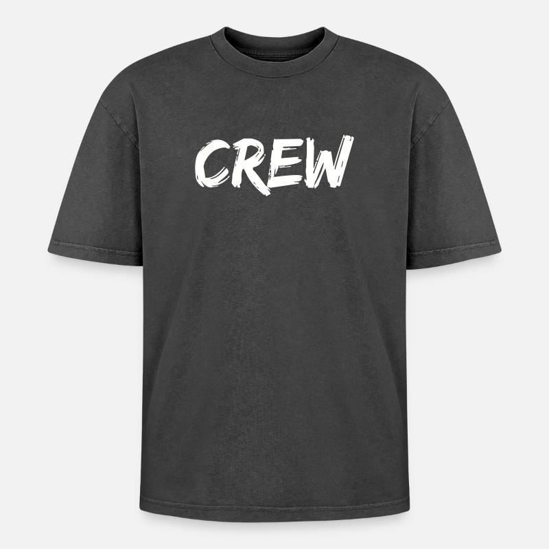 crew - Oversized Unisex Premium Acid-Washed T-Shirt - Schwarz Acid Wash