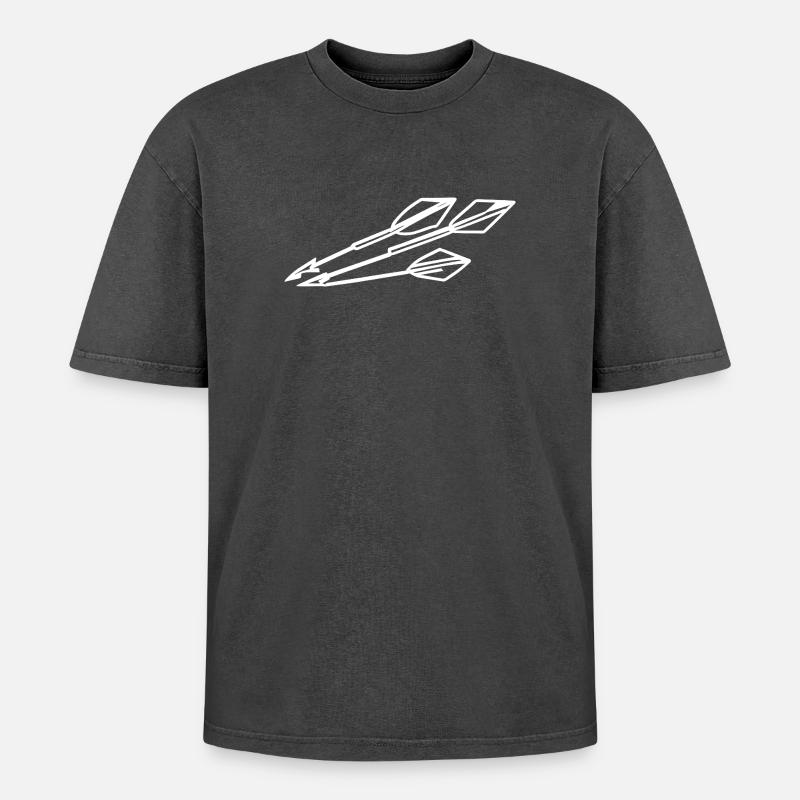 Pfeil und Bogen - Oversized Unisex Premium Acid-Washed T-Shirt - Schwarz Acid Wash