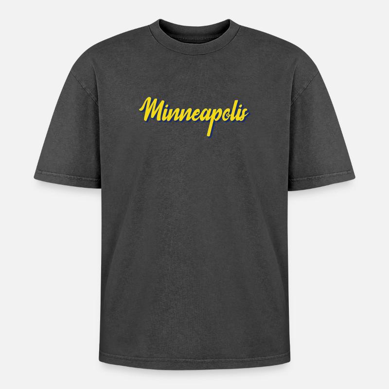 Minneapolis Script City Pride - Oversized Unisex Premium Acid-Washed T-Shirt - Schwarz Acid Wash