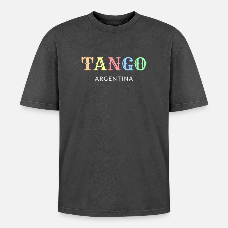 Tango Argentinien - Oversized Unisex Premium Acid-Washed T-Shirt - Schwarz Acid Wash