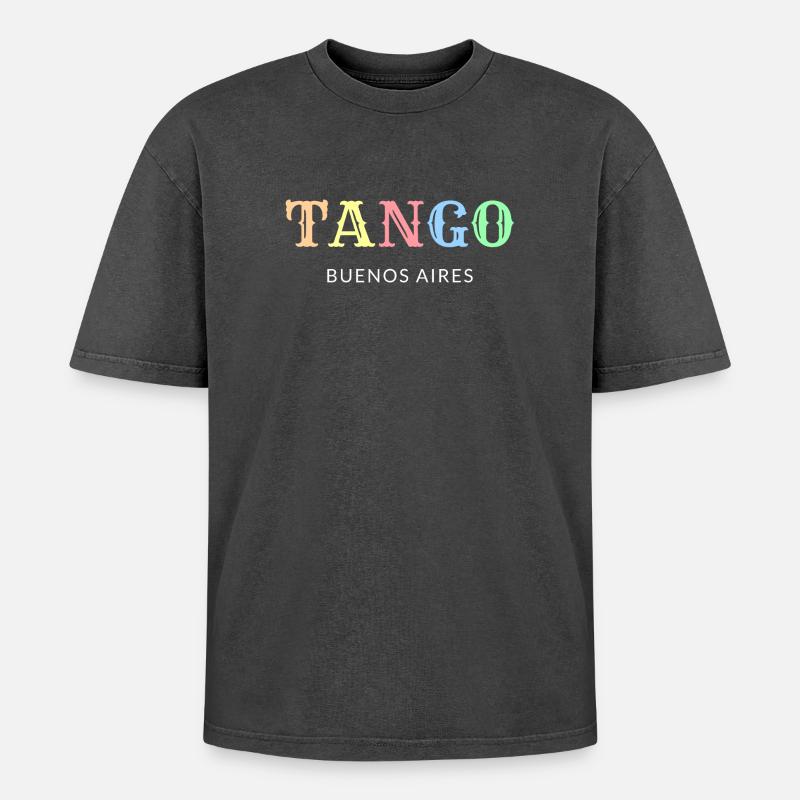 Tango Buenos Aires - Oversized Unisex Premium Acid-Washed T-Shirt - Schwarz Acid Wash