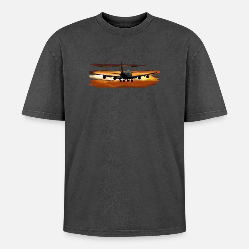 Avion de ligne - T-shirt Premium unisexe oversize acid-washed - noir délavé acide