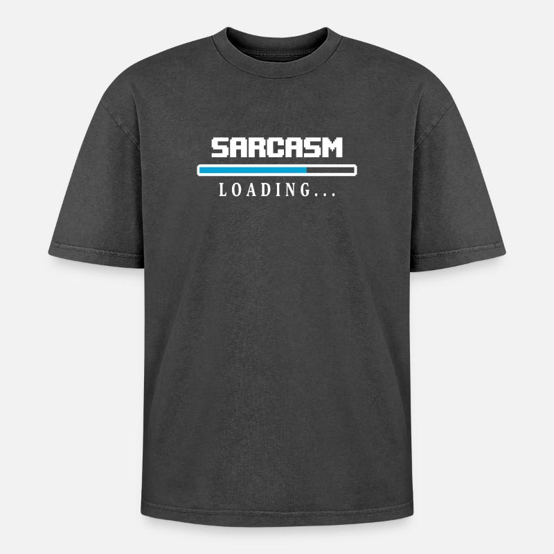 Sarcasm Loading Ladebalken Spruch - Oversized Unisex Premium Acid-Washed T-Shirt - Schwarz Acid Wash