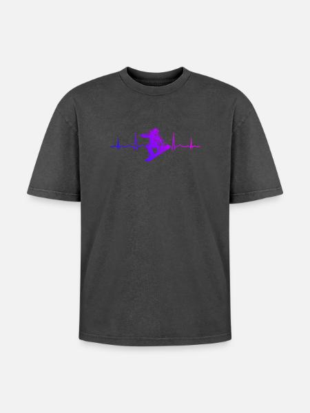 Snowboard vibes for snowboard - Oversized Unisex Premium Acid-Washed T-Shirt - acid washed black