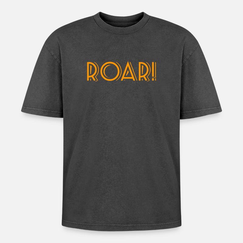 ROAR! - T-shirt Premium unisexe oversize acid-washed - noir délavé acide