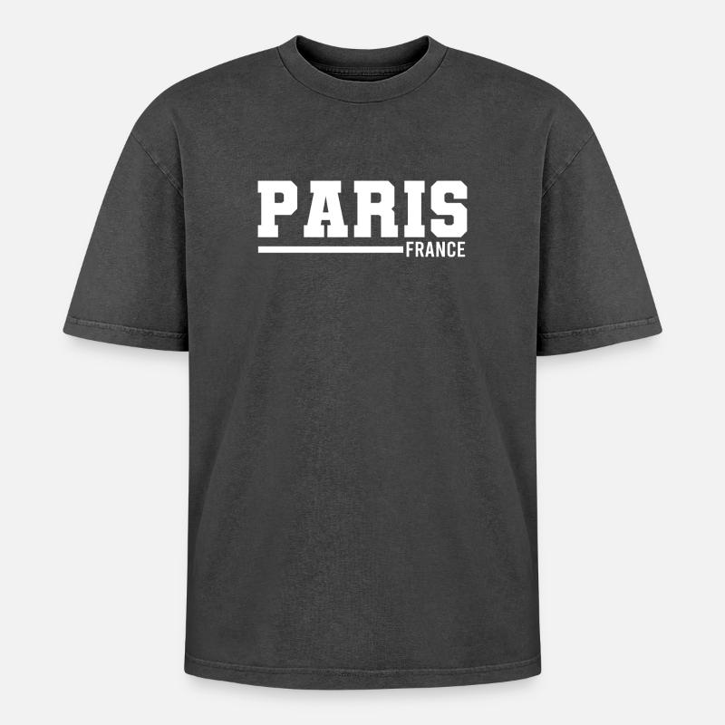 Paris | Frankreich - Oversized Unisex Premium Acid-Washed T-Shirt - Schwarz Acid Wash