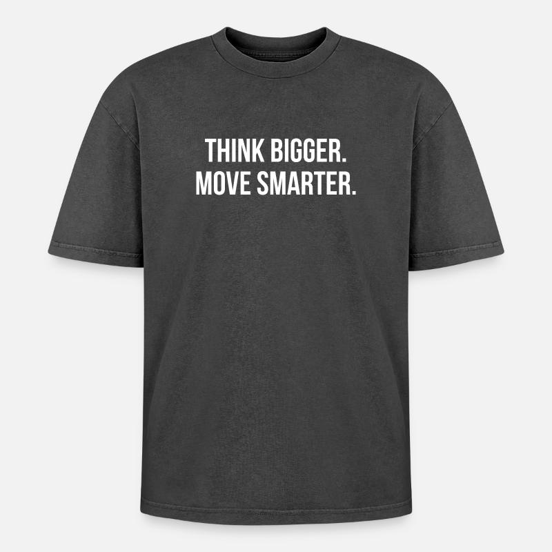 THINK BIGGER. MOVE SMARTER. | Greyline Official - Oversized Unisex Premium Acid-Washed T-Shirt - Schwarz Acid Wash
