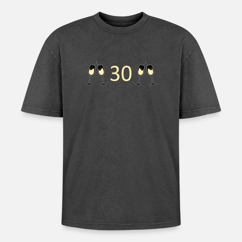 30th Birthday 30th Anniversary - Oversized Unisex Premium Acid-Washed T-Shirt - acid washed black