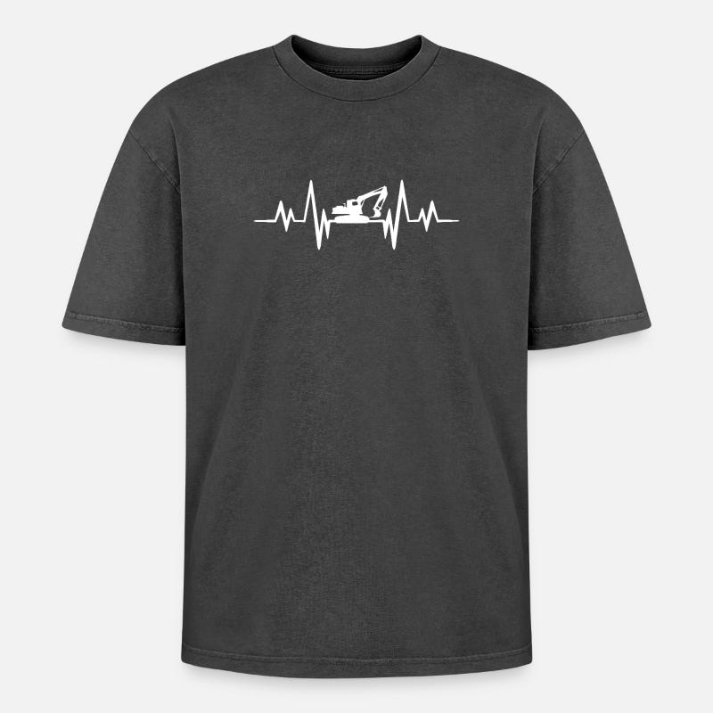 Bagger herzschlag - Oversized Unisex Premium Acid-Washed T-Shirt - Schwarz Acid Wash