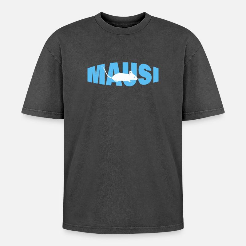 MAUSI - Oversized Unisex Premium Acid-Washed T-Shirt - Schwarz Acid Wash