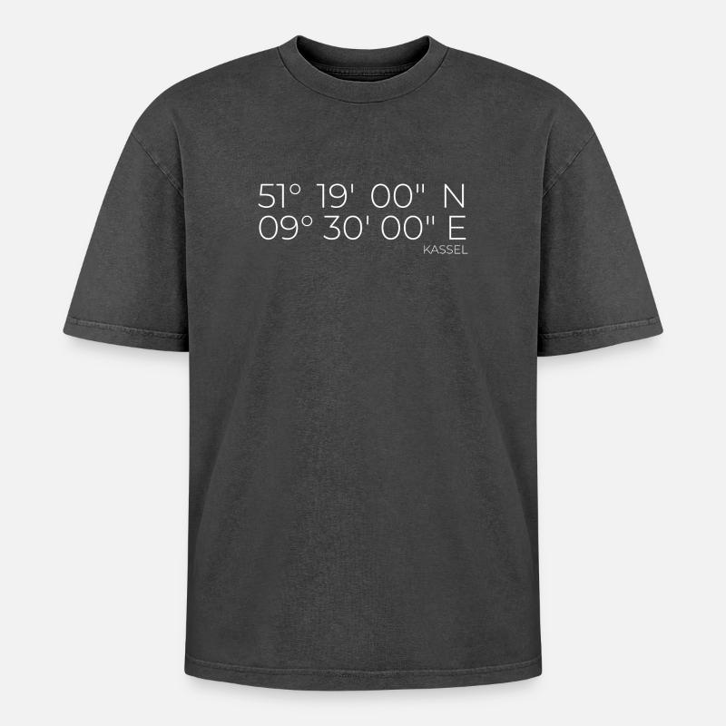 coordinates Kassel - Oversized Unisex Premium Acid-Washed T-Shirt - acid washed black