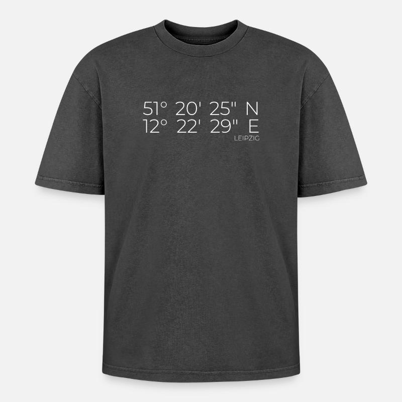 Coordinates Leipzig - Oversized Unisex Premium Acid-Washed T-Shirt - acid washed black