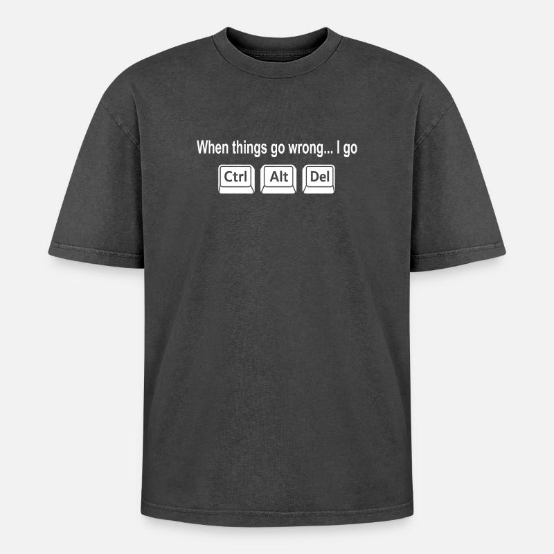 Programmierer Tastenkombination Nerd Humor - Oversized Unisex Premium Acid-Washed T-Shirt - Schwarz Acid Wash