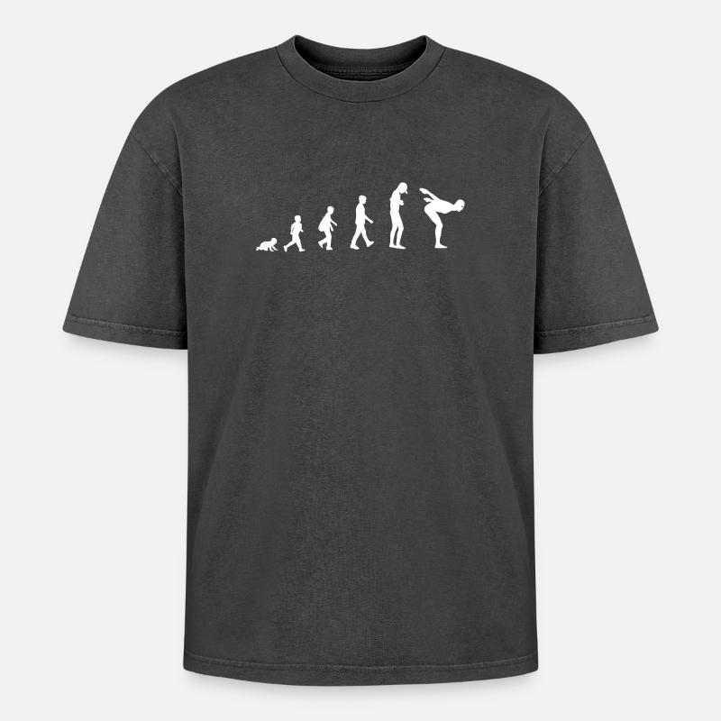 Development into a swimmer - Oversized Unisex Premium Acid-Washed T-Shirt - acid washed black