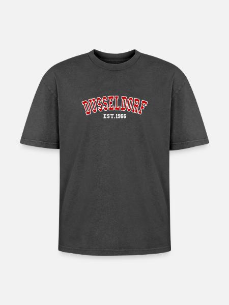 Dusseldorf Est. 1966 - Oversized Unisex Premium Acid-Washed T-Shirt - acid washed black