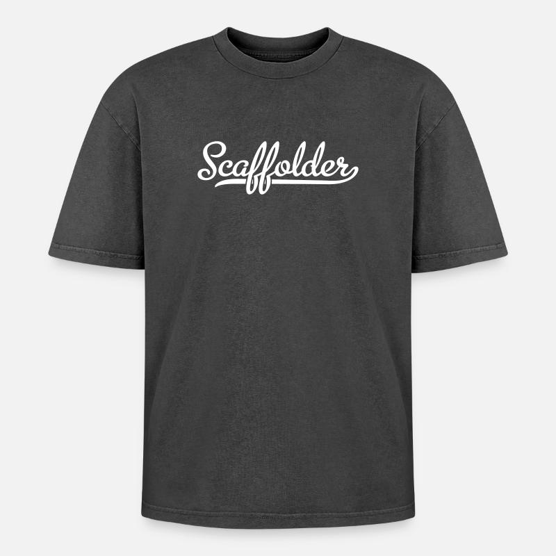Gerüstbauer - Oversized Unisex Premium Acid-Washed T-Shirt - Schwarz Acid Wash