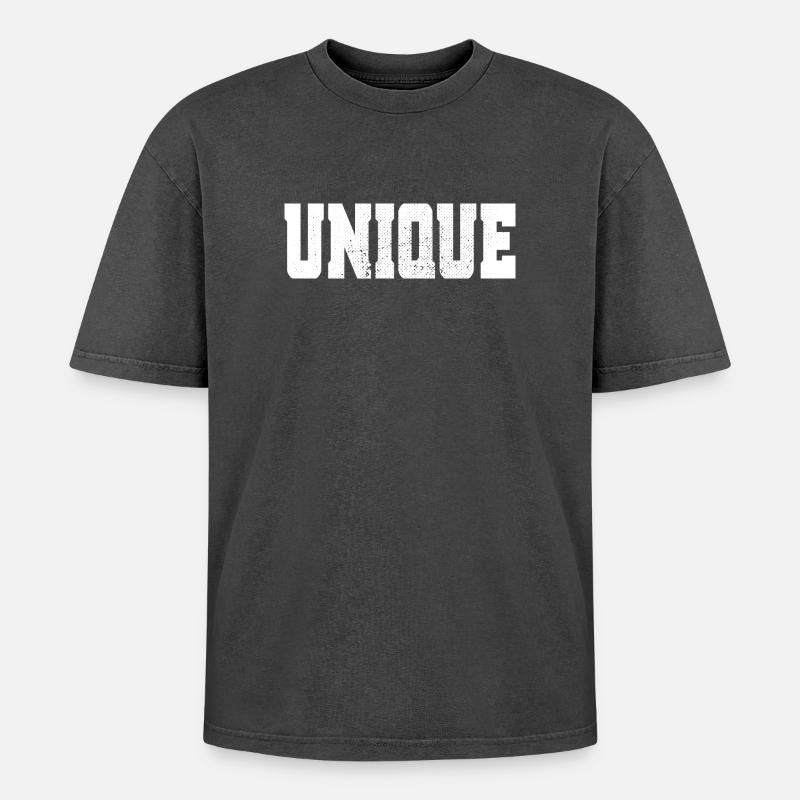 Unique Einzigartig Unikat Selbstwert Einzig Artig - Oversized Unisex Premium Acid-Washed T-Shirt - Schwarz Acid Wash