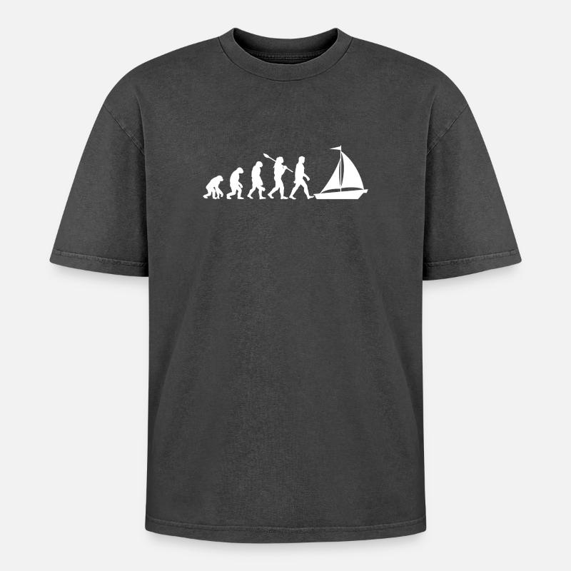 Evolution Sailing - Voilier - T-shirt Premium unisexe oversize acid-washed - noir délavé acide