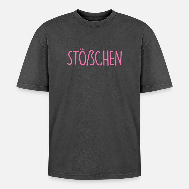Stößchen - Oversized Unisex Premium Acid-Washed T-Shirt - Schwarz Acid Wash