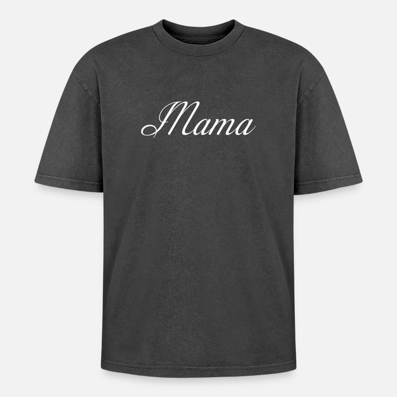 Mama Script Élégance - T-shirt Premium unisexe oversize acid-washed - noir délavé acide