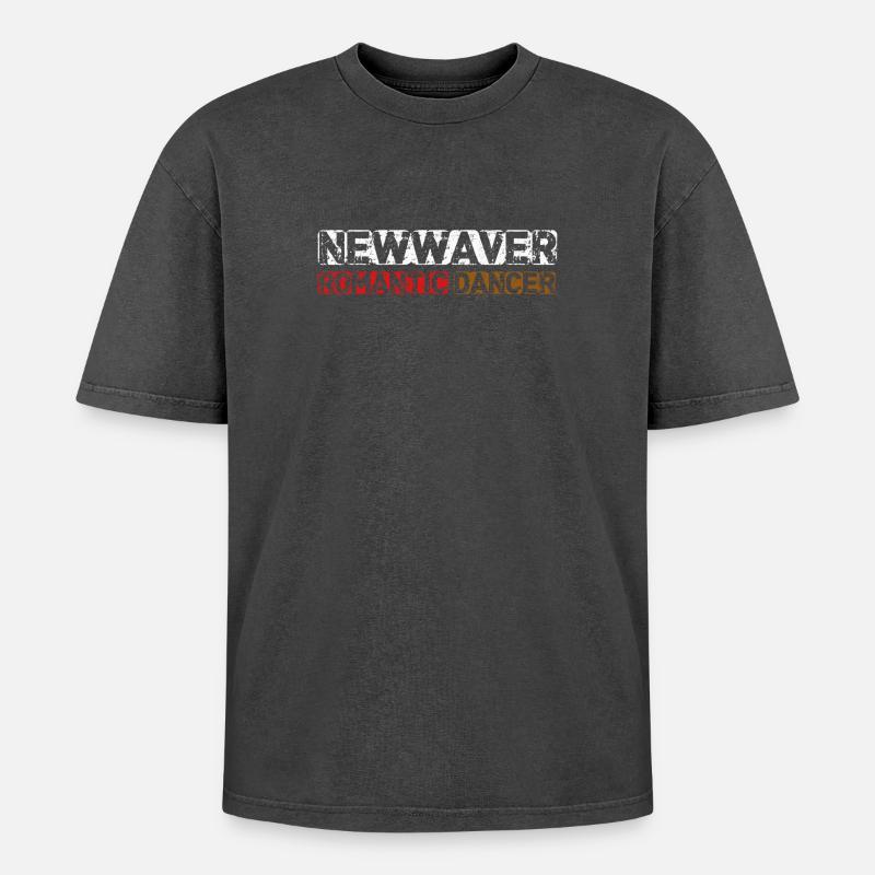 New Waver & Romantic Dancer - Oversized Unisex Premium Acid-Washed T-Shirt - acid washed black