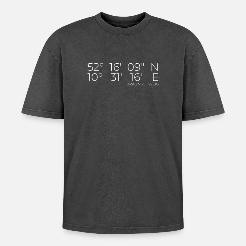 Coordinates Brunswick - Oversized Unisex Premium Acid-Washed T-Shirt - acid washed black