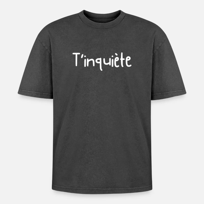 Keine Sorge – Geschenkidee - Oversized Unisex Premium Acid-Washed T-Shirt - Schwarz Acid Wash