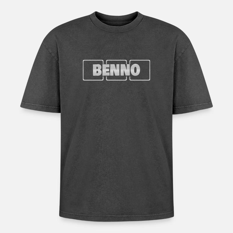 Geschenkidee Benno - Oversized Unisex Premium Acid-Washed T-Shirt - Schwarz Acid Wash