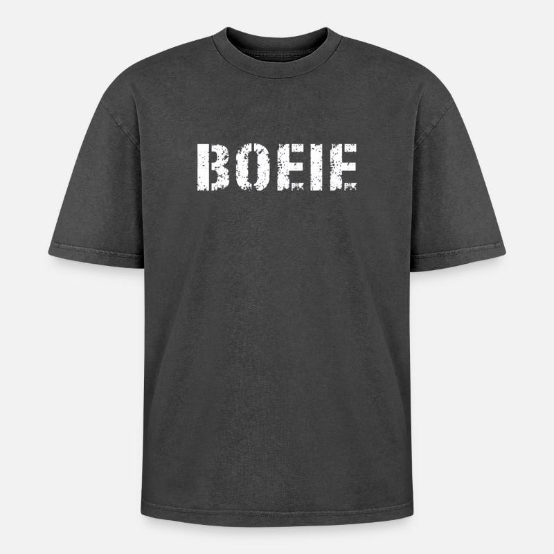 Hou. Dialecte anversois - T-shirt Premium unisexe oversize acid-washed - noir délavé acide