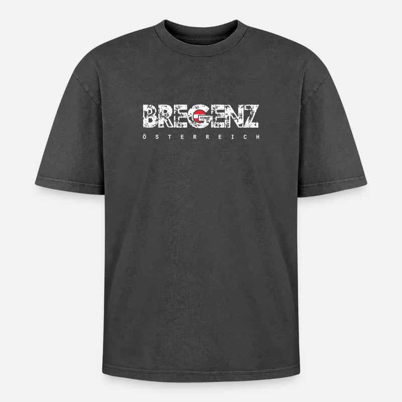 Bregenz - Oversized Unisex Premium Acid-Washed T-Shirt - Schwarz Acid Wash