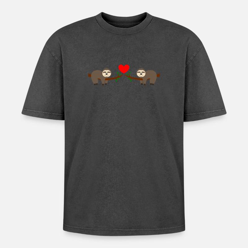 Sloth Comic - Oversized Unisex Premium Acid-Washed T-Shirt - acid washed black