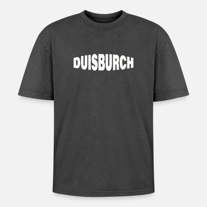 DUISBURCH - Oversized Unisex Premium Acid-Washed T-Shirt - acid washed black
