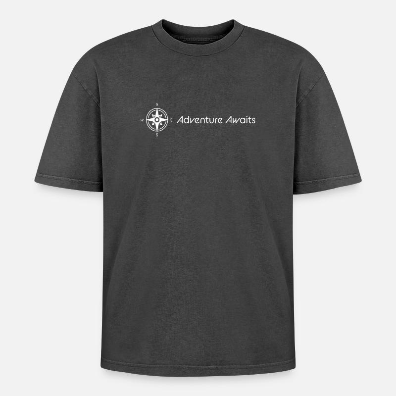 Conception de boussole d’aventure - T-shirt Premium unisexe oversize acid-washed - noir délavé acide