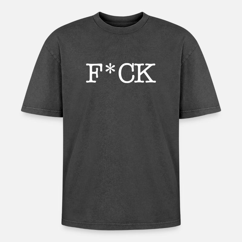 F_CK_White - T-shirt Premium unisexe oversize acid-washed - noir délavé acide