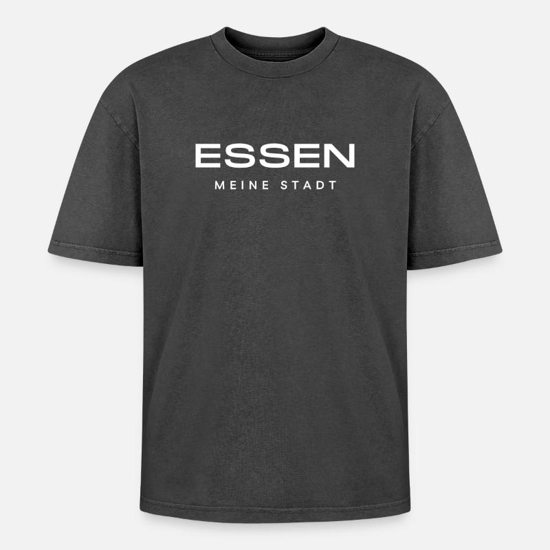Essen - Oversized Unisex Premium Acid-Washed T-Shirt - Schwarz Acid Wash