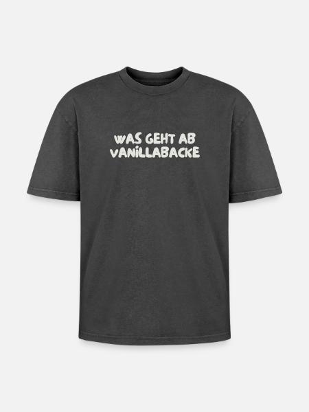 was geht ab vanillabacke - Oversized Unisex Premium Acid-Washed T-Shirt - Schwarz Acid Wash