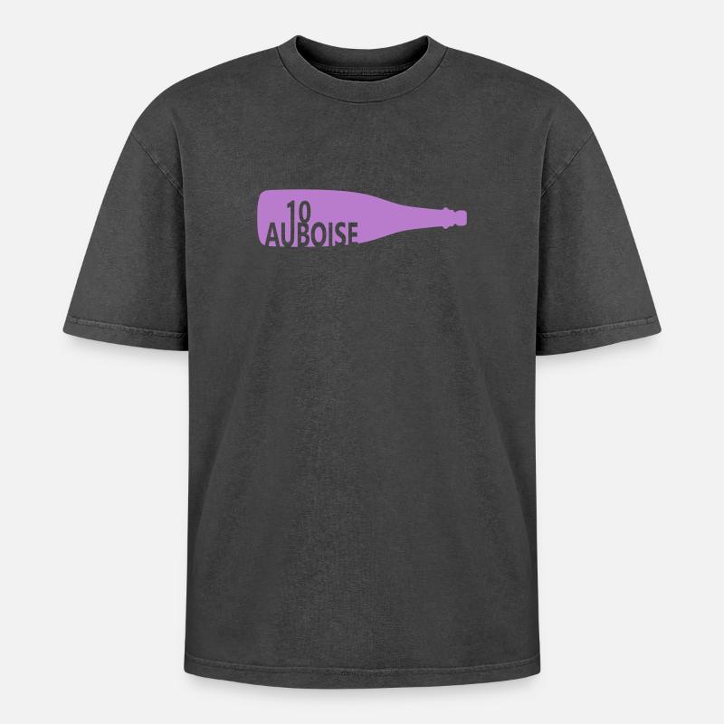 Bouteille de vin effervescent aube - T-shirt Premium unisexe oversize acid-washed - noir délavé acide