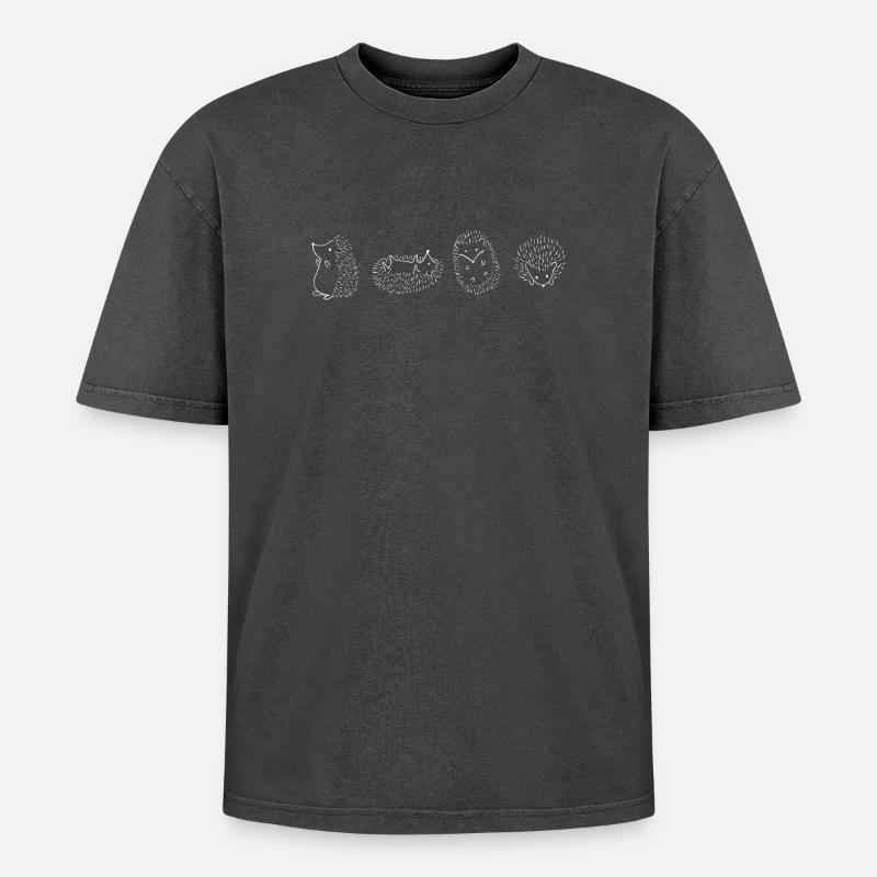 Igel Igel Igel - Oversized Unisex Premium Acid-Washed T-Shirt - Schwarz Acid Wash
